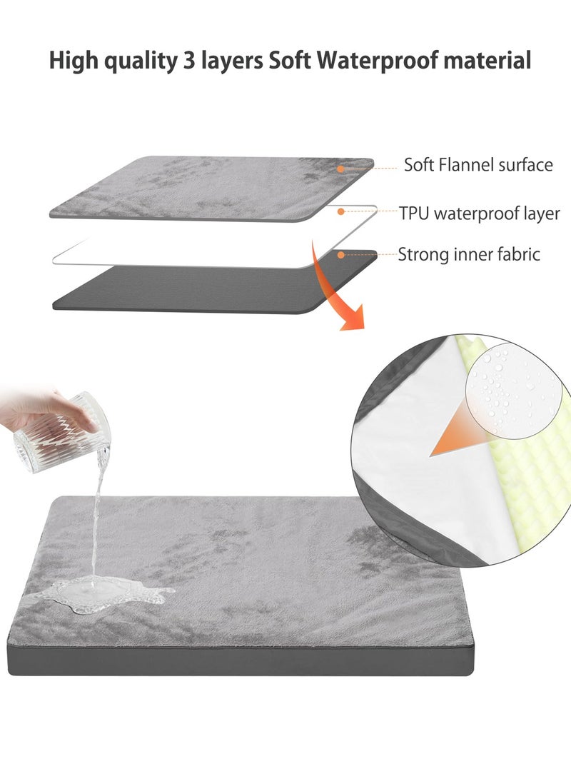 السرير البيطري الجلدي المبرد، سجادة كلب قابلة للعكس لجميع الفصول مع رغوة البيض المضغوطة لراحة العظام، مقاوم للماء ومضاد للمضغ، 60x43 سم رمادي - Image 5