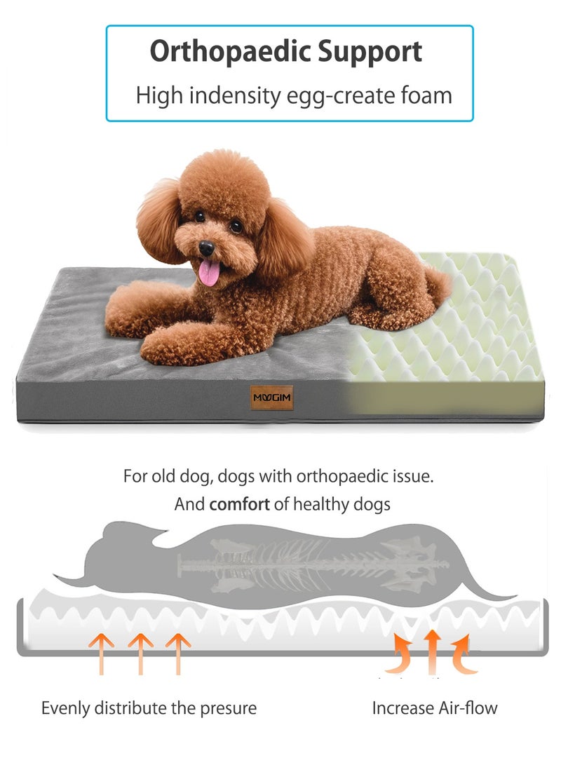 السرير البيطري الجلدي المبرد، سجادة كلب قابلة للعكس لجميع الفصول مع رغوة البيض المضغوطة لراحة العظام، مقاوم للماء ومضاد للمضغ، 60x43 سم رمادي - Image 3