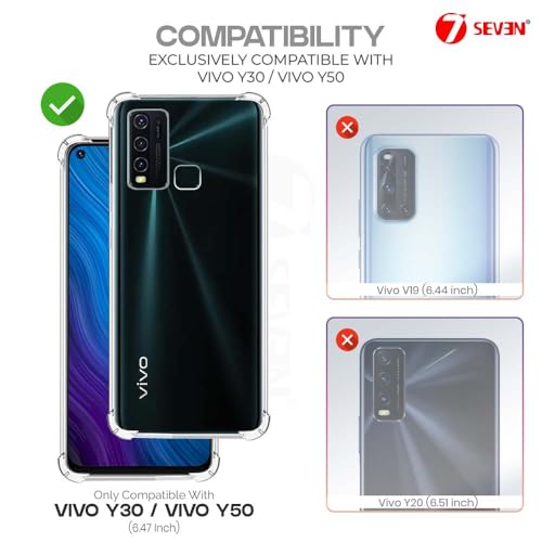 7-Seven 7SEVEN® Back Cover for VIVO Y30 | VIVO Y50 Transparent Mobile Back Case Shock Proof Design Camera Edges Protection Crystal Clear Phone Case Silicon Soft TPU and Flexible Bumper Phone Cover - Image 2