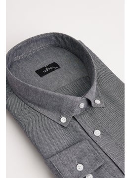 Tudors Men's Big Size Plus Size Cotton Easy Iron Black Button Down Collar Shirt  - Image 1