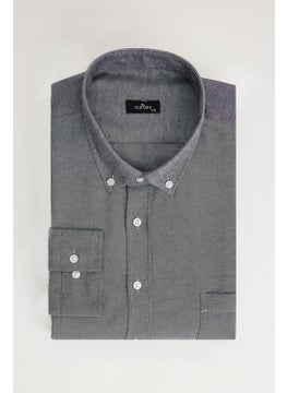 Tudors Men's Big Size Plus Size Cotton Easy Iron Black Button Down Collar Shirt  - Image 2