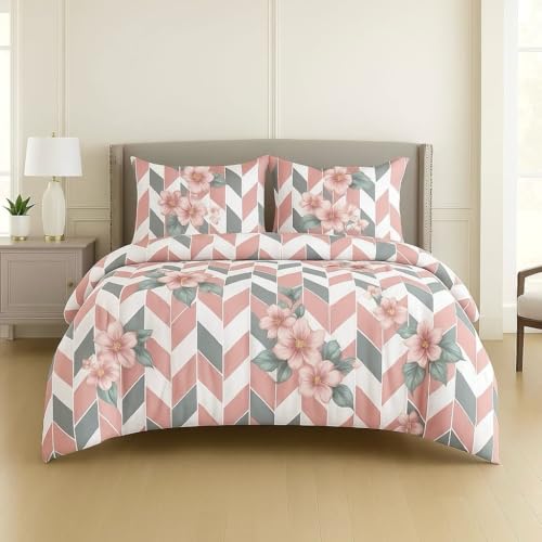 DECOR2ADMIRE Premium Cotton Bedsheet Double King Size 90x100 Inches, 300 TC Soft Breathable Printed Bed Sheet with 2 Pillow Covers (Baby Pink Floral, Double 90" x 100") - Image 4