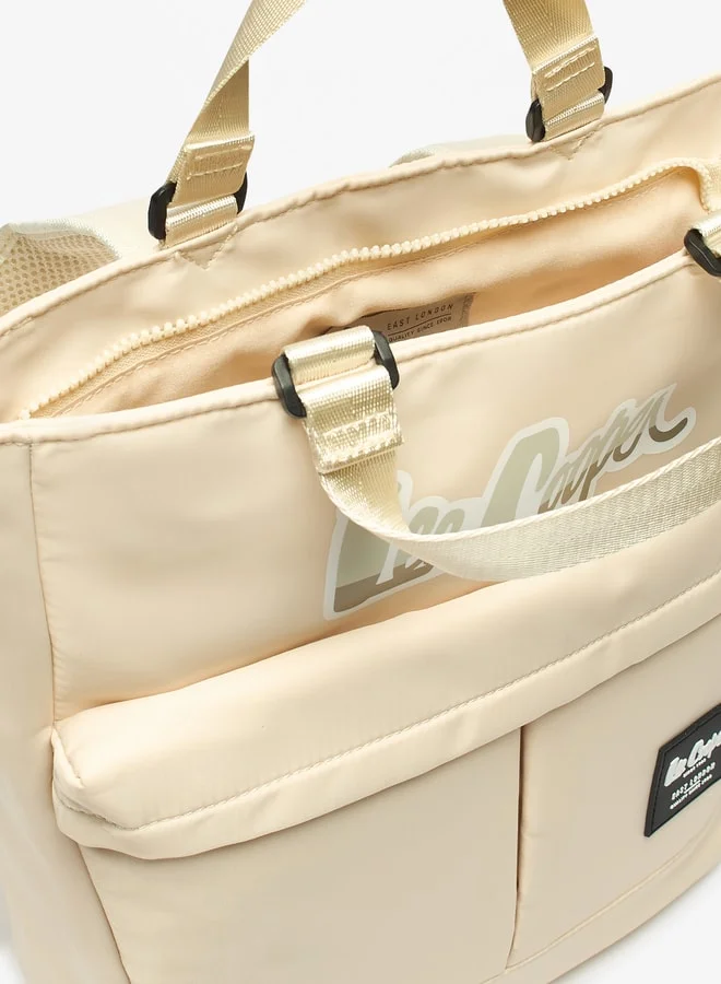 Lee Cooper Logo Print Backpack with Zip Closure - 29x14x34 cm