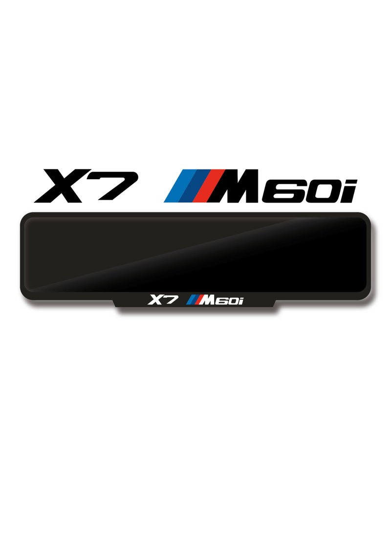 DXBSTAMPS X7 M60i Number Plate Frame – Custom Fit – Black Gloss Finish – M Performance Logo – Easy Tape Mount – Available in Sport, Square & Long Sizes  - Image 1