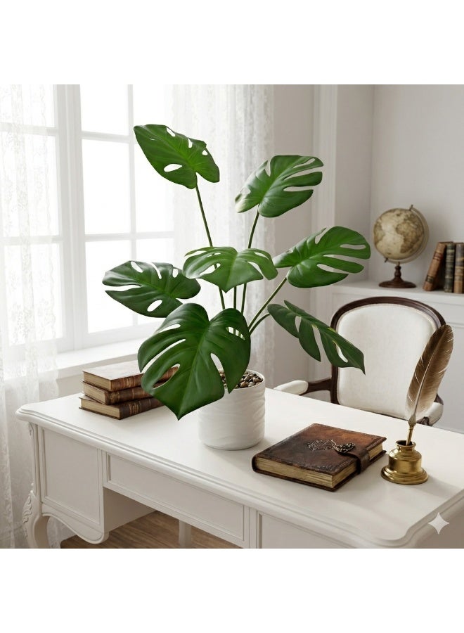 MirageBotanics 60cm Artificial Monstera Tree Fake Monstera Plant with White Planter, Faux Tree 7 Trunks and Lifelike Leaves for Indoor Outdoor Decor, Outdoor Indoor Decor, Low-Maintenance Housewarming Wedding Gift, Islamic New Year Eid Ramadan Office Home Decor - Image 4