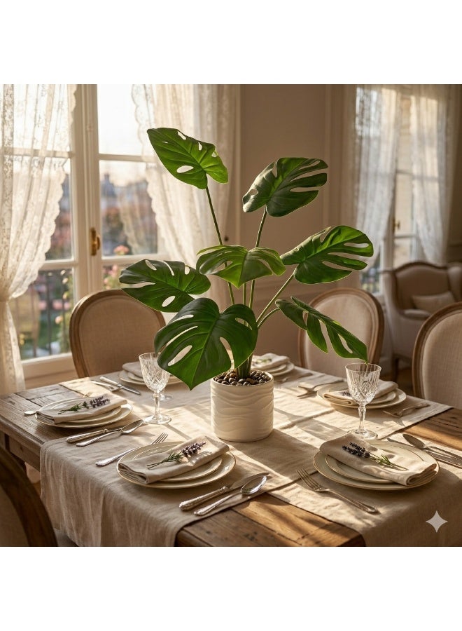 MirageBotanics 60cm Artificial Monstera Tree Fake Monstera Plant with White Planter, Faux Tree 7 Trunks and Lifelike Leaves for Indoor Outdoor Decor, Outdoor Indoor Decor, Low-Maintenance Housewarming Wedding Gift, Islamic New Year Eid Ramadan Office Home Decor - Image 5