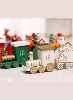 Generic Wooden Train Tree Ornament Colorful Decor with Snowflake,Snowman,Reindeer,Wooden houses,Kids Toy Gift Holiday Party Decorations White  - Image 3