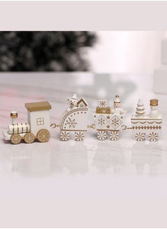 Generic Wooden Train Tree Ornament Colorful Decor with Snowflake,Snowman,Reindeer,Wooden houses,Kids Toy Gift Holiday Party Decorations White  - Image 2