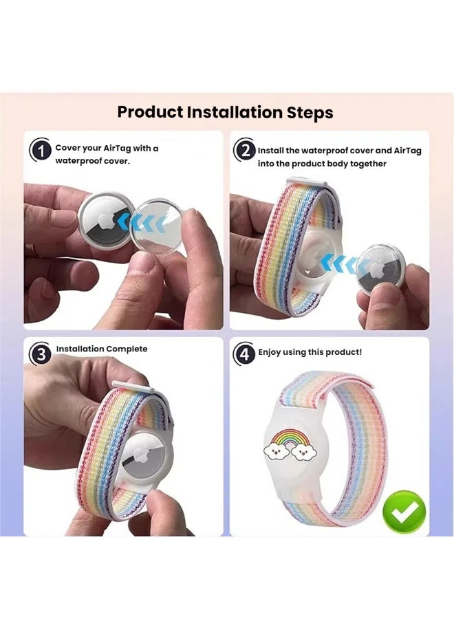 2 Pack AirTag Bracelet for Kids, Cute Kid Air Tag Wristband Adjustable Hidden Watch Band Air Tag Holder for Apple Air Tag, Soft Silicone Waterproof Air Tag Case for Kid - Image 4