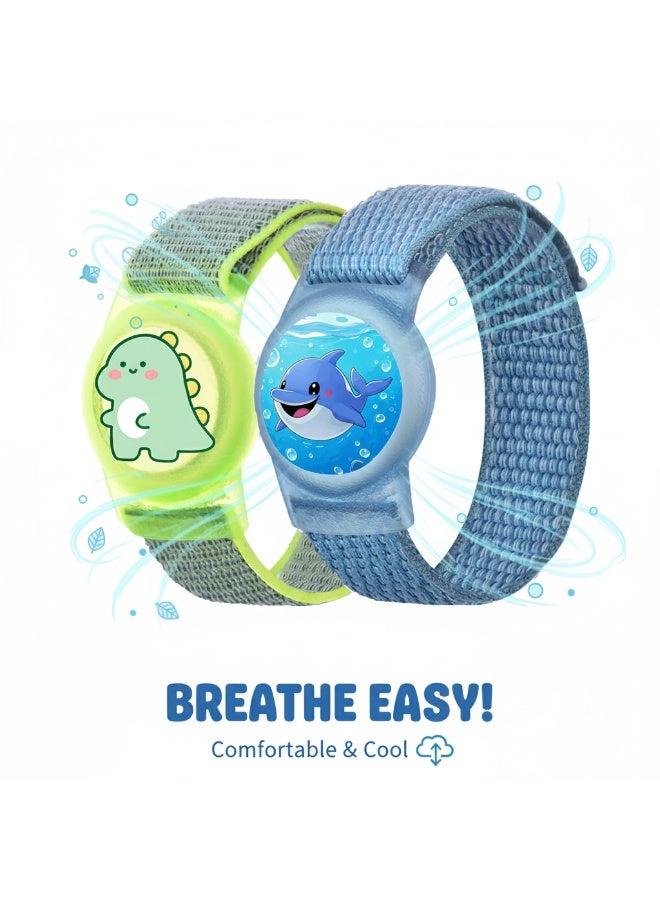 2 Pack AirTag Bracelet for Kids, Cute Kid Air Tag Wristband Adjustable Hidden Watch Band Air Tag Holder for Apple Air Tag, Soft Silicone Waterproof Air Tag Case for Kid - Image 3