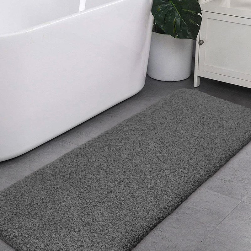 VANZAVANZU Non Slip Bath Mat Extra Large Bathroom Runner Rug Thickened Bath Rug for Bathroom Absorbent Ultra Soft Bedside Rug Fluffy Microfiber Carpet Runner Floor Mat  50 x 178cm Dark Gray