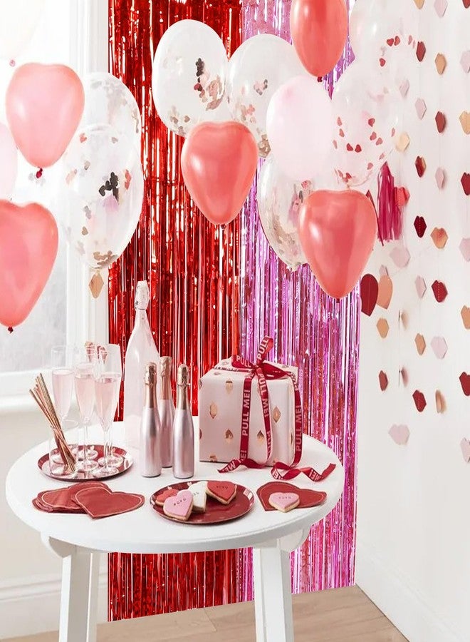 TONIFUL Valentine's Day Door Streamers,Red and Pink Photo Booth Backdrop Metallic Streamers Foil Fringe Curtain for Birthday Valentine's Day Bridal Shower Engagement Party Decoration - Image 4