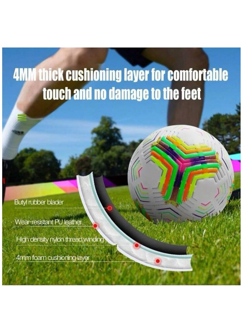VIO Soccer Ball Size 5 PU Leather Professional Ball with Thermal Bonding for Training Games Official Match Football for Indoor Outdoor Play Birthday Gift Party Favors  - Image 2