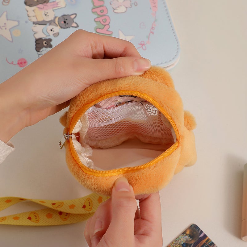 Korean Style Plush Tiger Card Holder – Transparent Zipper Purse for Girls - Image 5
