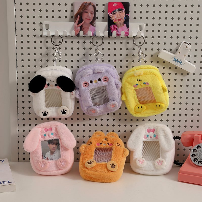 Korean Style Plush Tiger Card Holder – Transparent Zipper Purse for Girls - Image 2