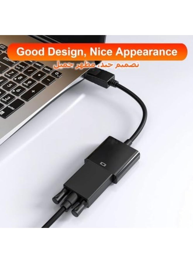 Display Port to VGA, 1080P DP to VGA Adapter Gold-Plated Display Port to Converter Male to Female Cable to Connect Your Computer to a Large Screen, Projector, Black - Image 3