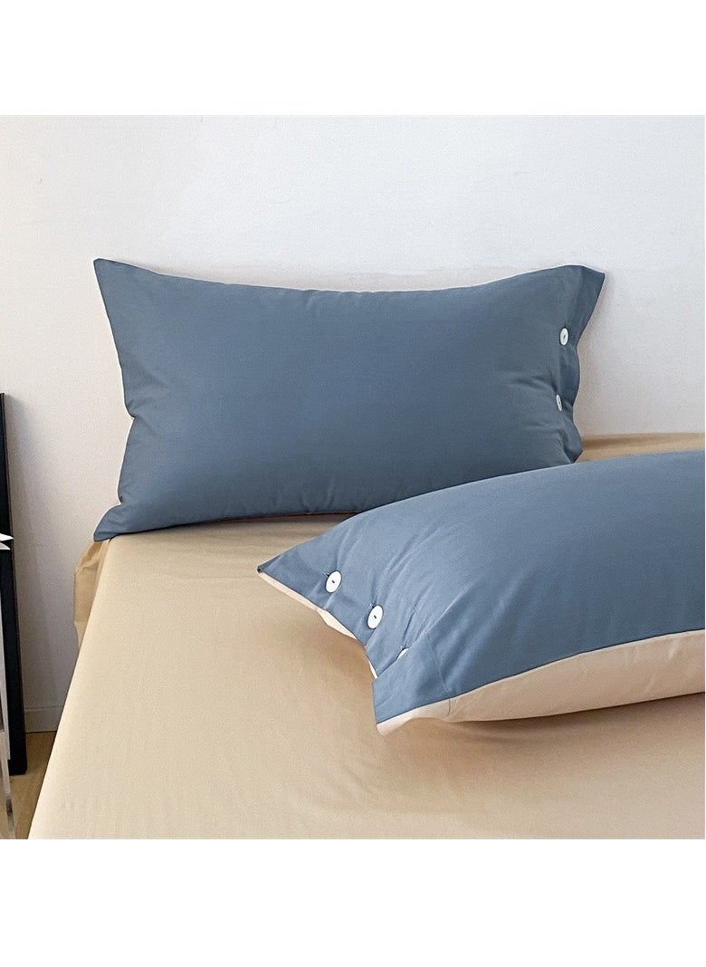 AROAQ Bed Cover Set, Soft Luxurious Pure Bedsheet Set, Long-staple Cotton Simple Solid Color Bed Sheet Quilt Cover Bedding Twill Cotton Set,( Van star blue color, 2.0m bed sheet four-piece set)  - Image 4