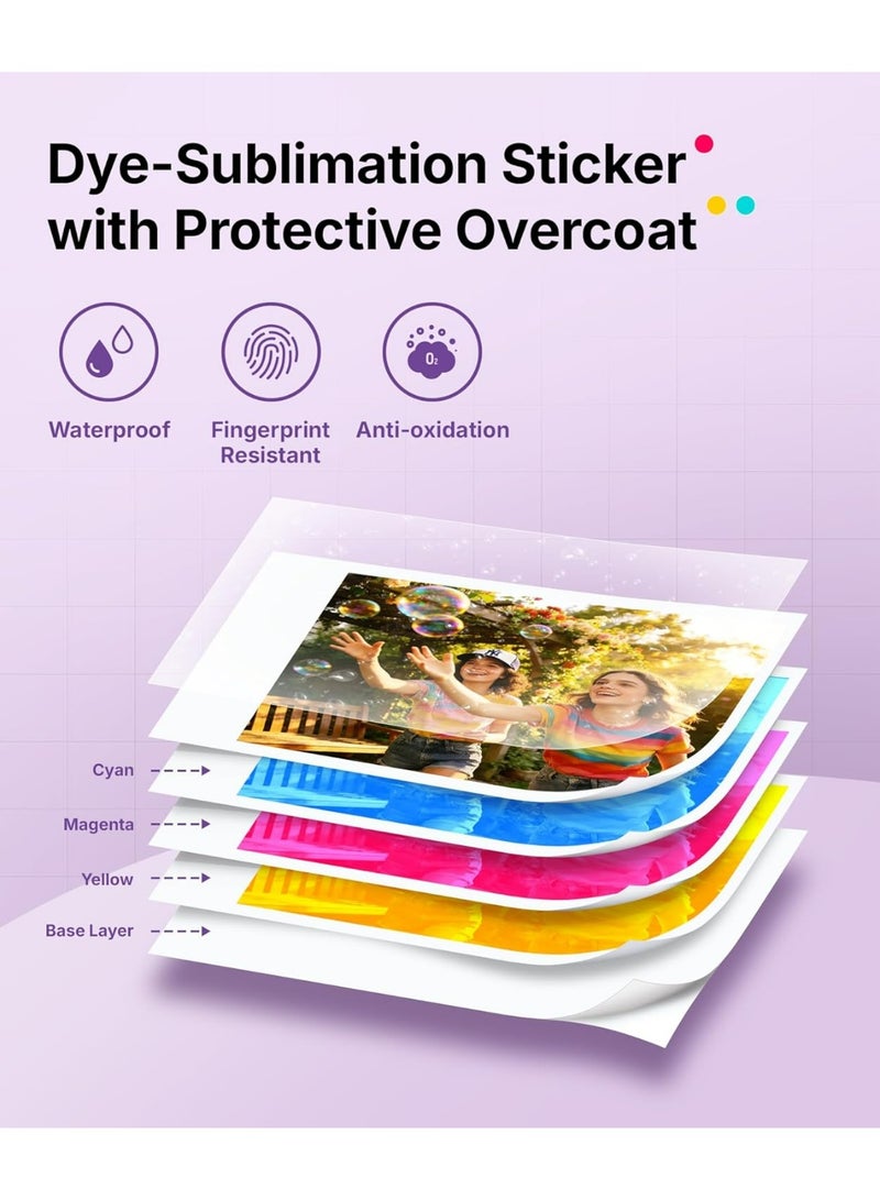 Liene Pearl N200 Pro 2x3 Inch Dye-Sublimation Photo Sticker Paper Refill Pack – 50 Sheets with 5 Ink Cartridges for Portable Photo Printer - Image 5