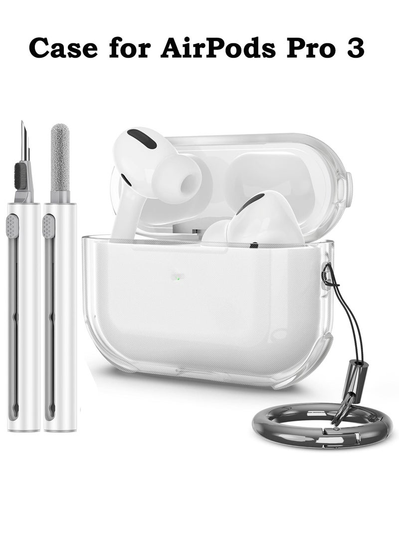 CoomBe ﻿ Clear Case Cover for AirPods Pro 3 with Cleaning Kit u0026 Keychain, Classical Showing Original Look Transparent Ice Clear Case,Strong Protection Earbud Skin Ultra Thin Soft TPU Protector - Image 1