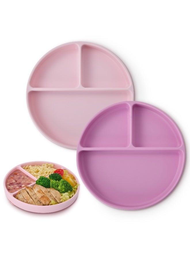 Cute and Wild Baby Silicone Baby Plate Set of 2, Divided Suction Plate for Baby Led Weaning, BPA Free Toddler Plate, Baby Food Eating Plate for Infant, Non Slip Silicone Feeding Plates, 6M+ - Image 1