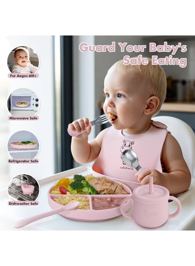 Cute and Wild Baby Silicone Baby Plate Set of 2, Divided Suction Plate for Baby Led Weaning, BPA Free Toddler Plate, Baby Food Eating Plate for Infant, Non Slip Silicone Feeding Plates, 6M+ - Image 3