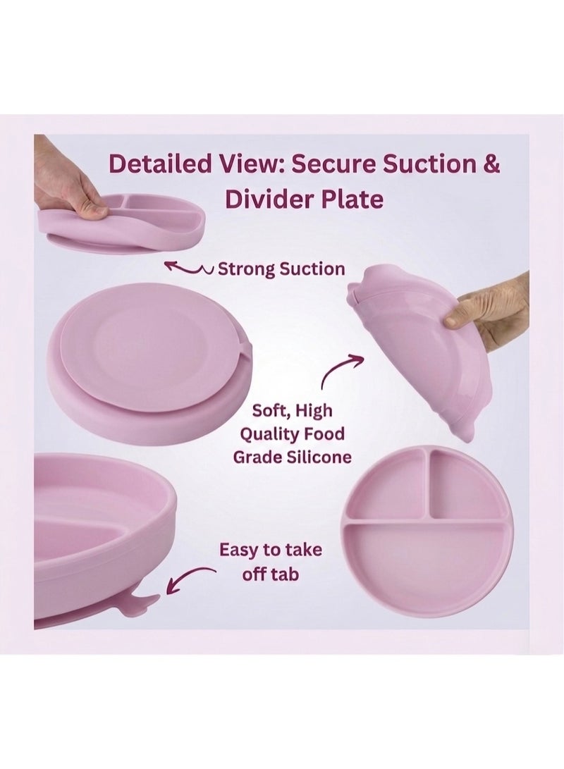 Cute and Wild Baby Silicone Baby Plate Set of 2, Divided Suction Plate for Baby Led Weaning, BPA Free Toddler Plate, Baby Food Eating Plate for Infant, Non Slip Silicone Feeding Plates, 6M+ - Image 5