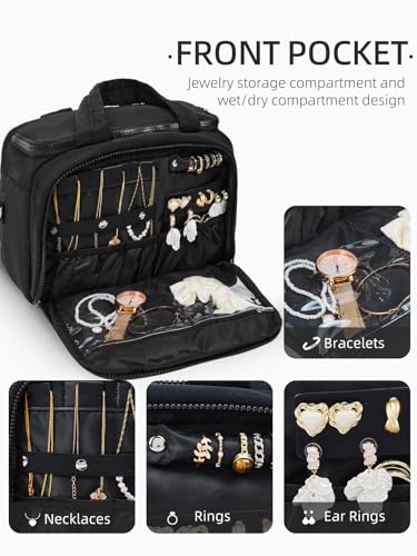 WESTBRONCO Toiletry Bag for Women with Jewelry Organizer, Lightweight Large Travel Toiletry Bag, Puffy Quilted Makeup Bag Organizer for Accessories, Essentials, Cosmetics, Toiletries - Image 3