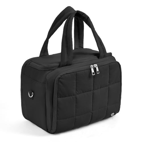 WESTBRONCO Toiletry Bag for Women with Jewelry Organizer, Lightweight Large Travel Toiletry Bag, Puffy Quilted Makeup Bag Organizer for Accessories, Essentials, Cosmetics, Toiletries - Image 1