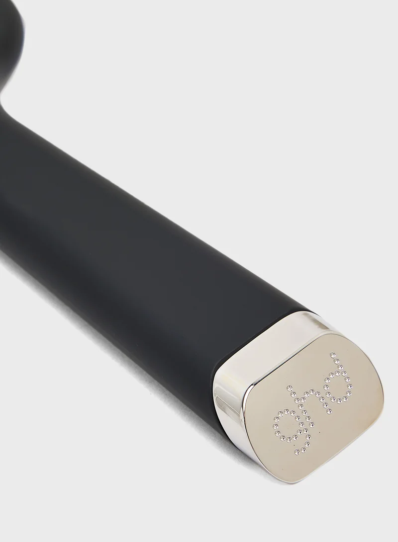 Ghd Brand فرشاة شعر مسطحة ميني من جي إتش دي لجميع الأغراض، بحجم سفر لفك تشابك الشعر السميك، قاعدة عريضة مسطحة لتصفيف الشعر الأملس والمستقيم، أسود