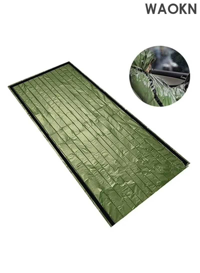 WAOKN Emergency Survival Sleeping Bag, Thermal Bivy Sack Blanket, Waterproof Lightweight, Mylar Portable Nylon Sack for Camping Hiking Outdoor Adventure Activities（Green） - Image 5