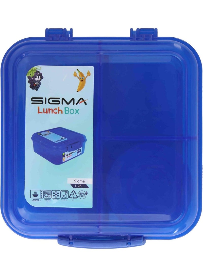 SIGMA Multi-Compartment Kids & Adults Lunch Box (1.25L) with Cutlery Set & Sauce Container – Blue - Image 3