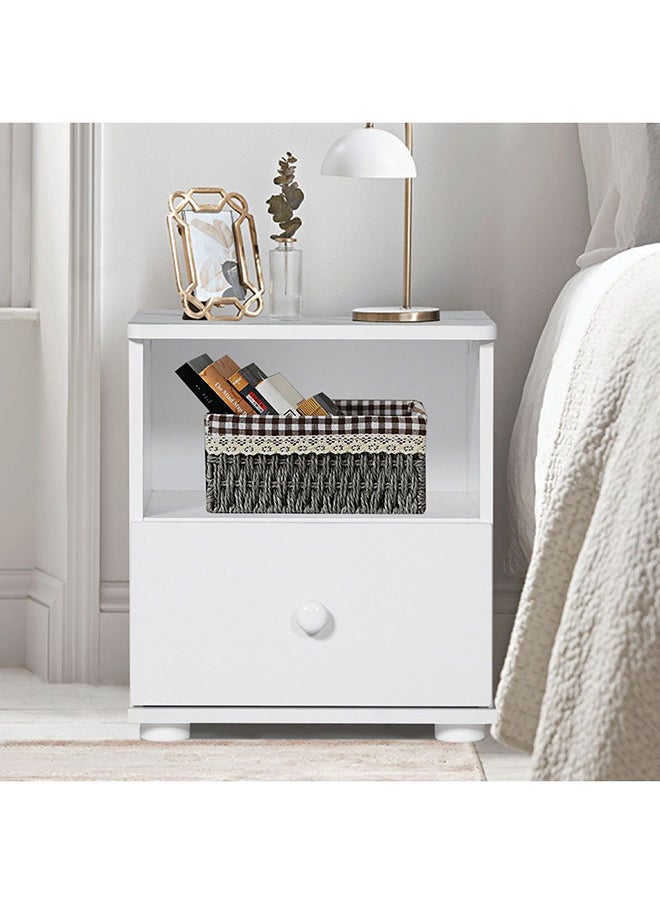 DANUBE HOME Hello Night Stand Multifunctional Bedside Table Space Saving Nightstand Side Table Modern Design Furniture For Bedroom L 40x40x45 cm  White/White Faux Marble  - Image 1