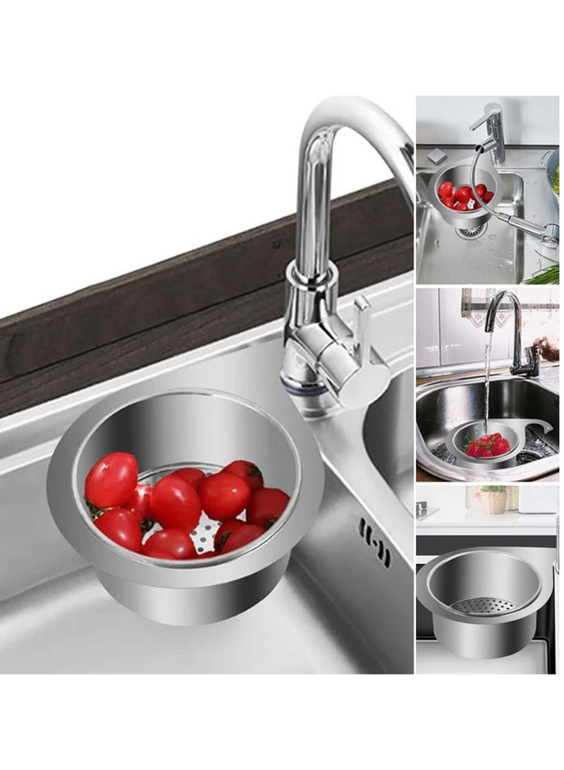 2Pcs Multifunctional Stainless Steel Swan Sink Strainer Basket, Side Kitchen Sink Drain Basket,  Corner Strainer for Fruits and Vegetables - Image 2