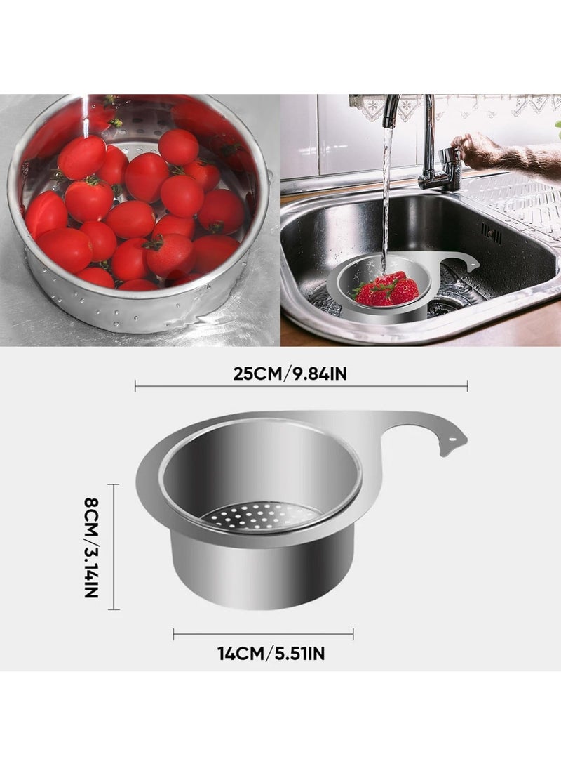 2Pcs Multifunctional Stainless Steel Swan Sink Strainer Basket, Side Kitchen Sink Drain Basket,  Corner Strainer for Fruits and Vegetables - Image 4