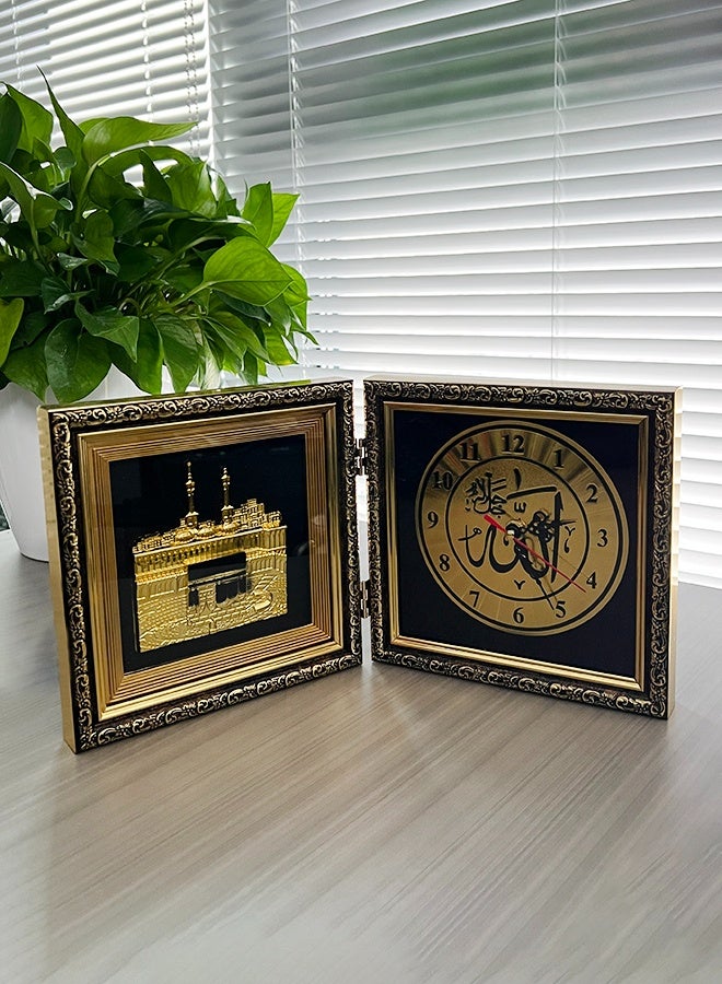 MHONGWEI Makkah Kaaba Double-Sided Gold Embossed Wall Clock – Islamic Home Decoration & Gift - Image 4