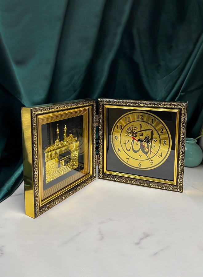 MHONGWEI Makkah Kaaba Double-Sided Gold Embossed Wall Clock – Islamic Home Decoration & Gift - Image 2
