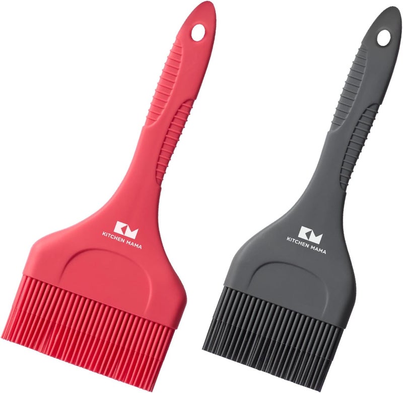 Kitchen Mama Platinum Silicone Extra Wide Pastry & Basting Brush Utensil Set – Heat Resistant, Dishwasher Safe, BBQ Grilling, Cooking, Baking, Perfect For Outdoor, and Butter, Egg Wash, Oil and Sauce - Image 1