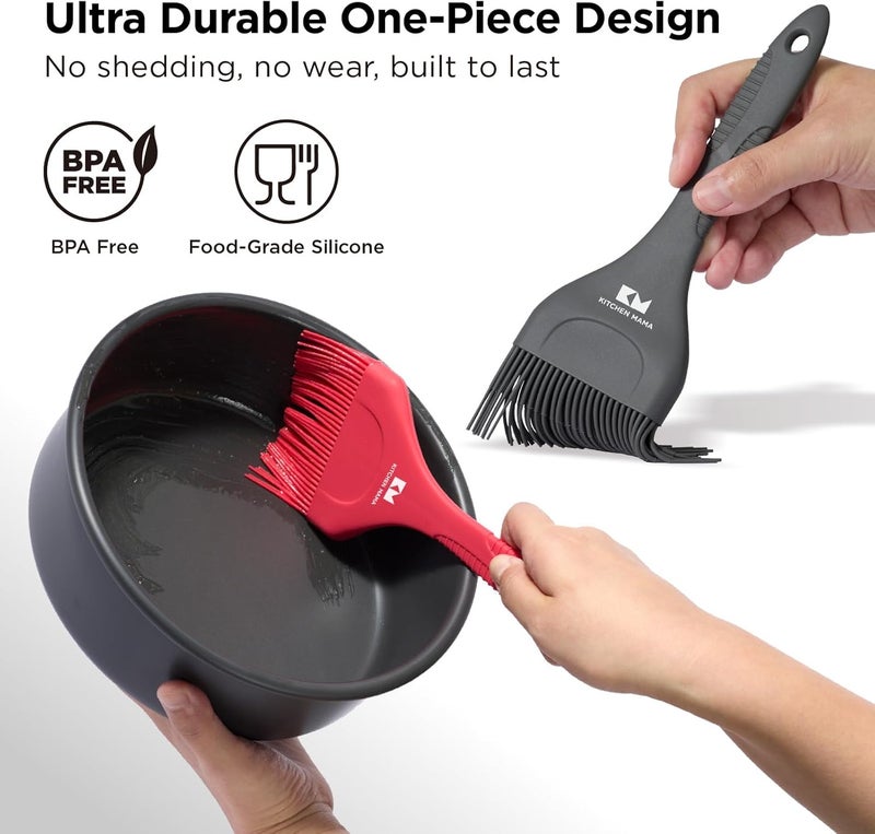 Kitchen Mama Platinum Silicone Extra Wide Pastry & Basting Brush Utensil Set – Heat Resistant, Dishwasher Safe, BBQ Grilling, Cooking, Baking, Perfect For Outdoor, and Butter, Egg Wash, Oil and Sauce - Image 5