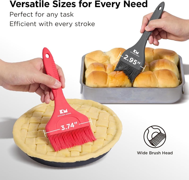 Kitchen Mama Platinum Silicone Extra Wide Pastry & Basting Brush Utensil Set – Heat Resistant, Dishwasher Safe, BBQ Grilling, Cooking, Baking, Perfect For Outdoor, and Butter, Egg Wash, Oil and Sauce - Image 3