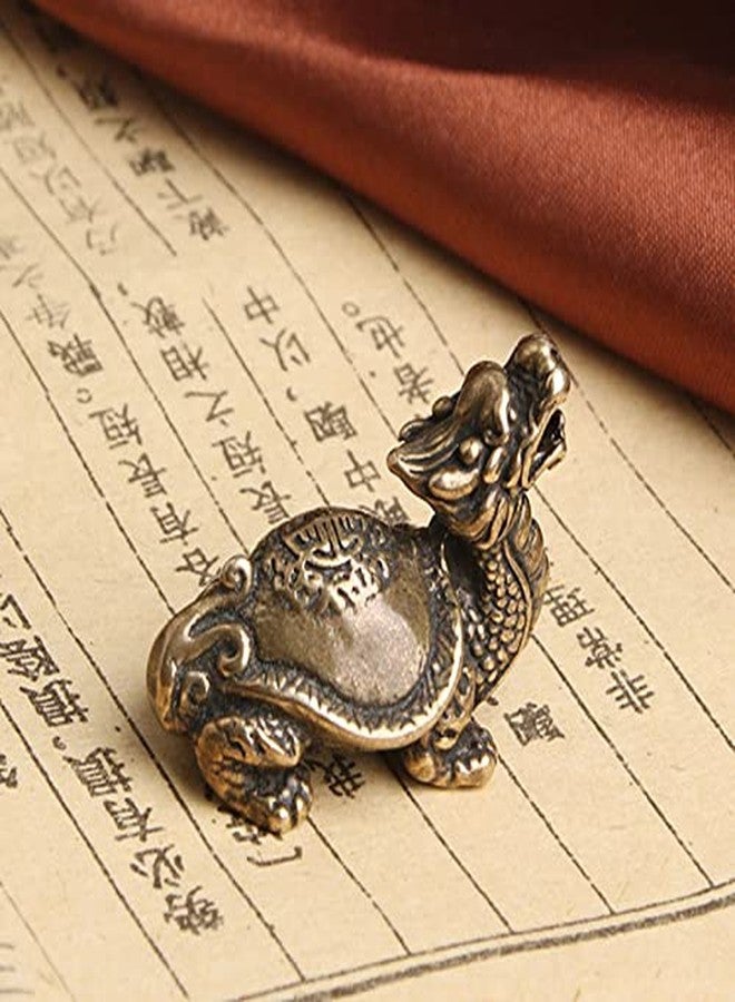 Acxico 2Pcs Copper Brass Dragon Turtle Small Fengshui Statue Ornament Chinese - Image 3