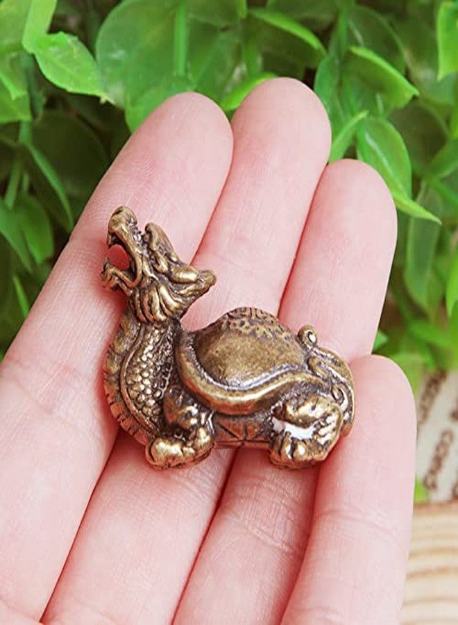 Acxico 2Pcs Copper Brass Dragon Turtle Small Fengshui Statue Ornament Chinese - Image 2