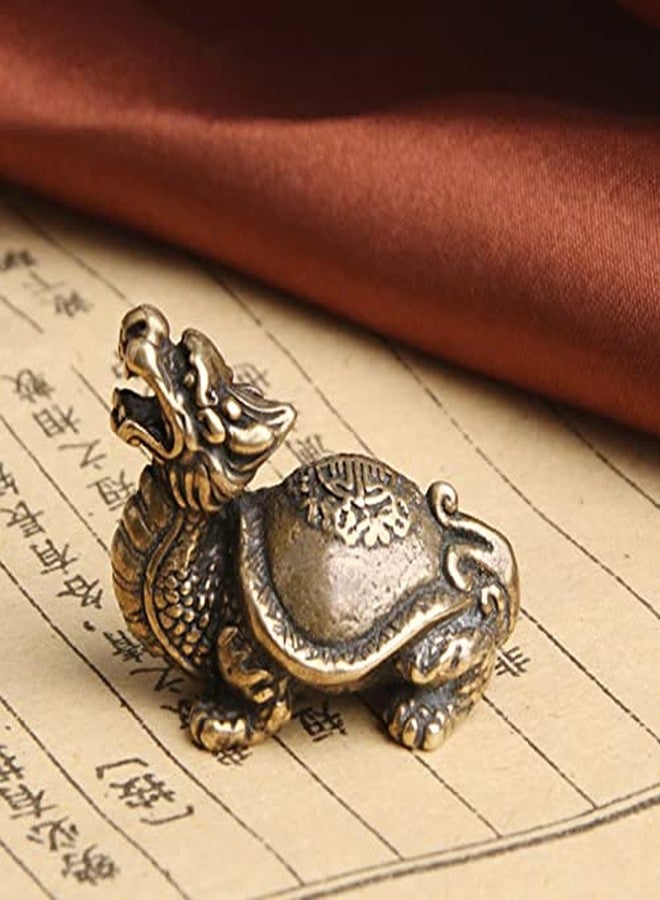 Acxico 2Pcs Copper Brass Dragon Turtle Small Fengshui Statue Ornament Chinese - Image 5