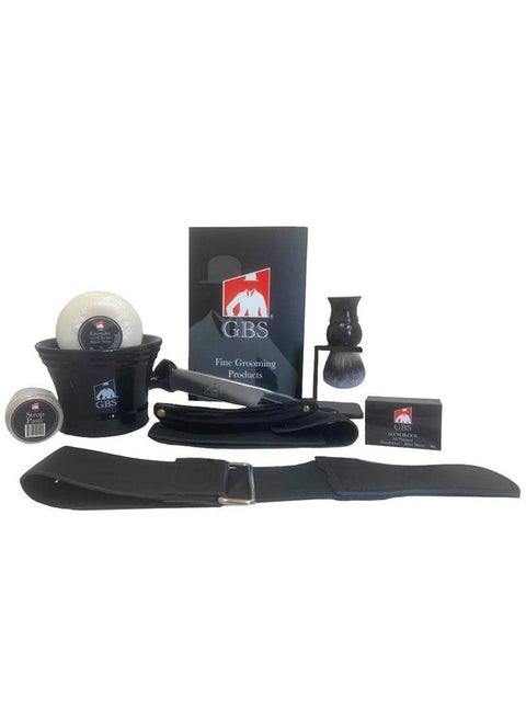 .B.S All Complete Wet Shaving Kit Includes Razor And Case Shaving Brush And Stand Shave Soap Ceramic Mug/Bowl Razor Strop (Black Edition)
