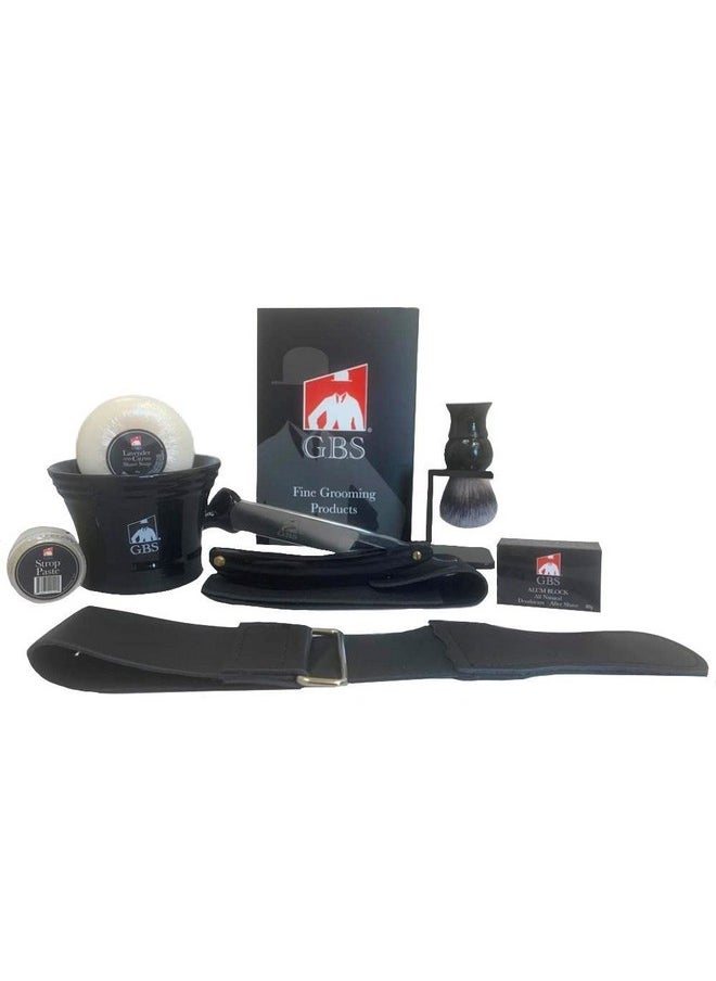 .B.S All Complete Wet Shaving Kit Includes Razor And Case Shaving Brush And Stand Shave Soap Ceramic Mug/Bowl Razor Strop (Black Edition)
