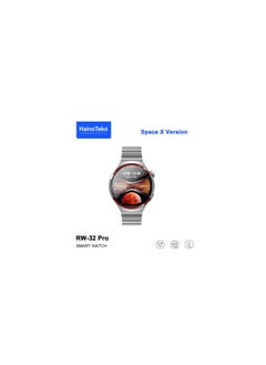 Haino Teko RW-32 Pro Smart Watch Compatible With Android and iOS Devices Curved glass is crafted into seamless shape with smooth lines from every angle, achieving an exquisitely, incredibly stylish look and feel. Round Shape AMOLED Display produces richer colours, higher brightness levels and superior contrast than traditional LCD screens. Since they have deeper levels of black, text and images are more legible in broad bright light Bluetooth calling : you can not only receive call notifications on your smartwatch with calling feature but also attend them directly through the watch's interface via a built-in speaker and a microphone Unique to our smartwatch the Prayer Timings This feature serve as your spiritual companion, helping you stay grounded and focused no matter where you are RW-32 Pro Smart Watch With Built In Multiple Dial Faces Users can customize their watch face to their style or for their needs RW-32 Pro Smart Watch Comes With 3 Pair Straps You Can Change The Strap Anytime Anywhere  - Image 1