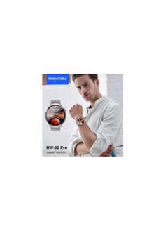 Haino Teko RW-32 Pro Smart Watch Compatible With Android and iOS Devices Curved glass is crafted into seamless shape with smooth lines from every angle, achieving an exquisitely, incredibly stylish look and feel. Round Shape AMOLED Display produces richer colours, higher brightness levels and superior contrast than traditional LCD screens. Since they have deeper levels of black, text and images are more legible in broad bright light Bluetooth calling : you can not only receive call notifications on your smartwatch with calling feature but also attend them directly through the watch's interface via a built-in speaker and a microphone Unique to our smartwatch the Prayer Timings This feature serve as your spiritual companion, helping you stay grounded and focused no matter where you are RW-32 Pro Smart Watch With Built In Multiple Dial Faces Users can customize their watch face to their style or for their needs RW-32 Pro Smart Watch Comes With 3 Pair Straps You Can Change The Strap Anytime Anywhere  - Image 5