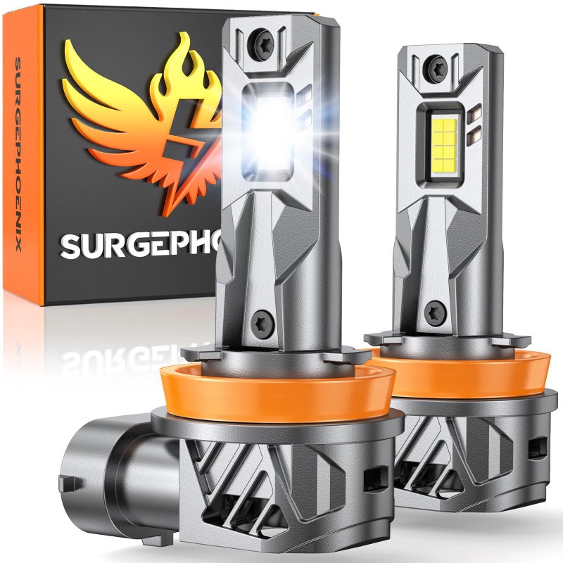 Surgephoenix H11/H9/H8 Light Bulb, 60000LM Super Brighter, 1:1 Mini Size,6500K Cool White H11 Off Road Light or Fog Light Bulbs Pack of 2 - Image 1