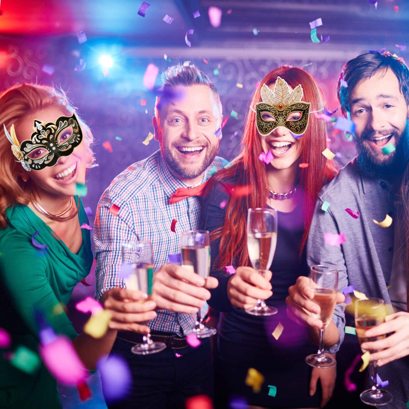 Sumind سوميند 12 قطعة قناع ماردى غرا ماسك بالجملة قناع فينيسي كرنفالي retro بانك زينة حفلة تنكرية لماردى غرا ملابس فاخرة لعيد الهالوين - Image 3