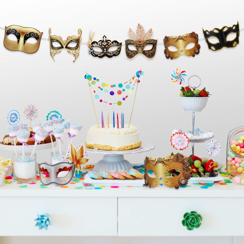 Sumind سوميند 12 قطعة قناع ماردى غرا ماسك بالجملة قناع فينيسي كرنفالي retro بانك زينة حفلة تنكرية لماردى غرا ملابس فاخرة لعيد الهالوين - Image 4