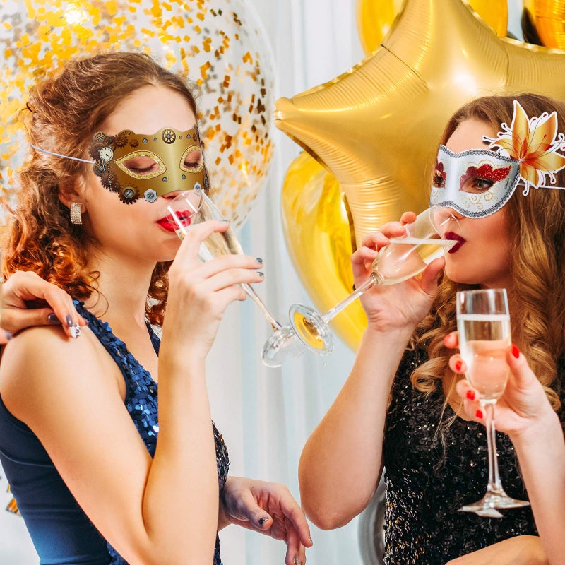 Sumind سوميند 12 قطعة قناع ماردى غرا ماسك بالجملة قناع فينيسي كرنفالي retro بانك زينة حفلة تنكرية لماردى غرا ملابس فاخرة لعيد الهالوين - Image 2